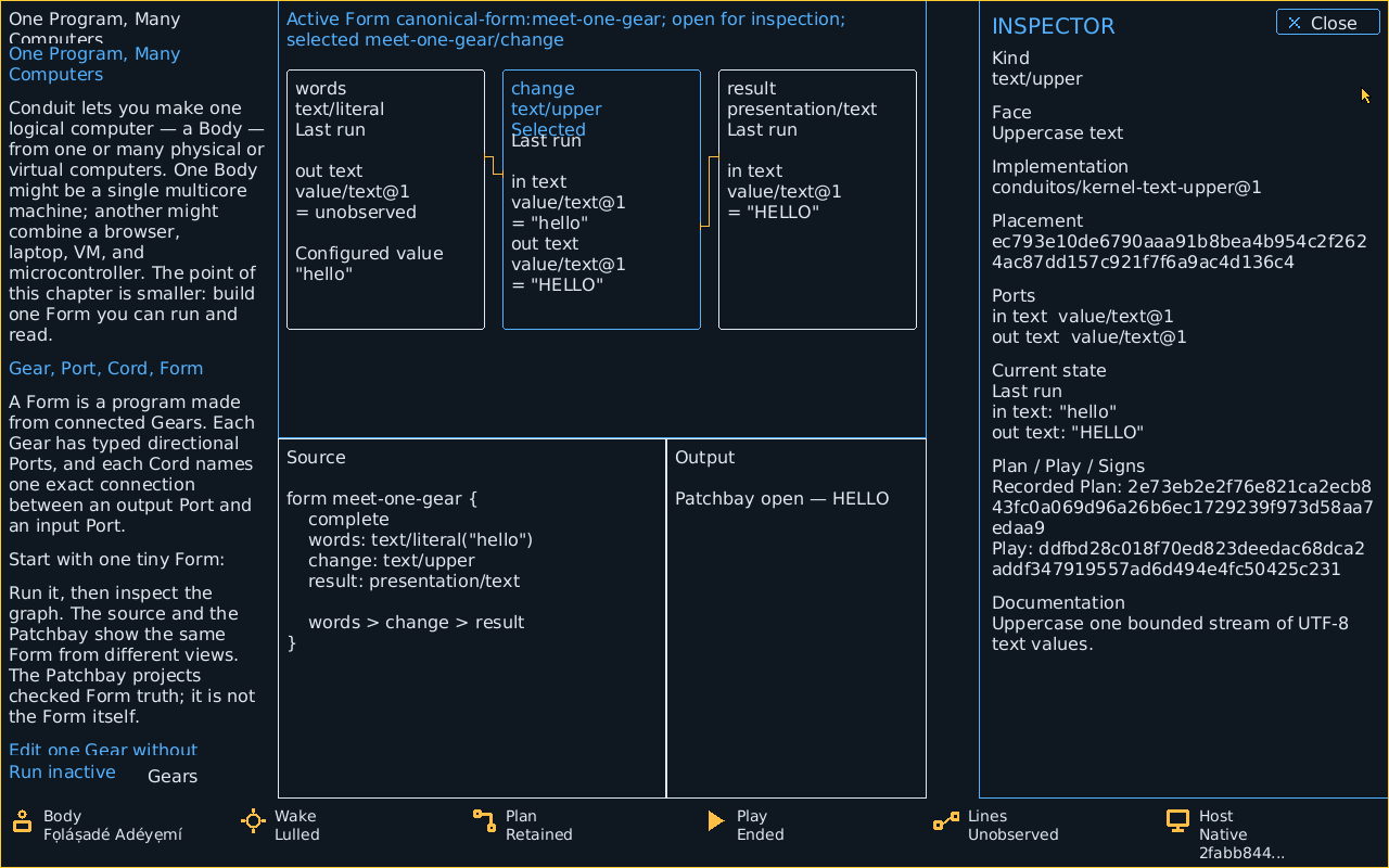The focused inspector presents its complete bounded detail text without losing the auxiliary surface.